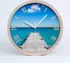 Holzuhr 25fi cm wanduhr - weiße Spitzen - Holzsteg Produktbild-Vorschau 1