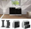 A collage of images showing kitchen cabinets and cabinet legs. Podgląd zdjęcia produktu