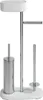 A white and silver toilet paper holder and toilet brush stand. Náhled obrázku produktu