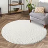 Teppich Hochflor Wohnzimmer - 200 cm Rund - Weiß/ Creme - Produktbild-Vorschau 1
