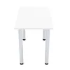A white table with chrome legs, shown from a slightly elevated front-facing angle. Produktbild-Vorschau