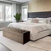 MG Design, hnedý čalúnený taburet, 45x120 cm - s úložným Náhľad obrázku produktu 2