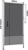 A diagram of an outdoor roller blind with dimensions indicated. Produktbild-Vorschau