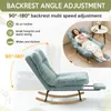 (Bleu clair) Fauteuil à bascule en velours côtelé avec Voir les images du produit 5