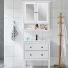 A white bathroom cabinet with mirrored doors above a white vanity. Anteprima dell’immagine prodotto