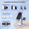 A product image showing a charging station with a phone, watch, and earbuds, along with compatibility information for various Apple devices. Podgląd zdjęcia produktu