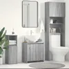 A bathroom vanity set with a sink, mirror, and storage cabinets. Produktbild-Vorschau