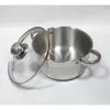 A stainless steel pot with a glass lid is shown on a white background. Produktbild-Vorschau