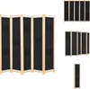 Multiple views of a black fabric room divider with a wooden frame, displayed against a white background. Náhled obrázku produktu
