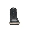 A front view of a black high-top sneaker. Voir les images du produit