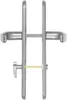 A close-up studio shot of a silver door handle set against a white background. Anteprima dell’immagine prodotto