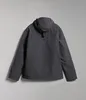 The back view of a gray hooded jacket. Náhled obrázku produktu