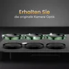 A close-up view of camera lens protectors on a smartphone. Produktbild-Vorschau