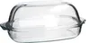 A clear glass roasting pan with a lid, shown from a slightly elevated side angle against a white background. Podgląd zdjęcia produktu