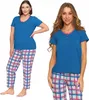 Zweiteiliges Pyjama-Set für Damen mit Spitzenbluse und Produktbild-Vorschau 1