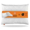 A white quilted pillow with an orange band wrapped around it, displaying product information and certifications. Anteprima dell’immagine prodotto