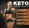 A woman in athletic wear holding a product container, with text listing product benefits. Náhled obrázku produktu