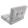 A grey floor cushion with a tufted backrest, shown from a rear-side angle against a white background. Náhľad obrázku produktu