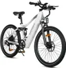 A white electric mountain bike is shown against a white background. Podgląd zdjęcia produktu