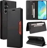 Collage of images showing a black leather flip wallet phone case for a Samsung Galaxy A16 5G/4G. Produktbild-Vorschau