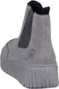 A rear view of a gray Chelsea boot with a thick, ribbed sole. Produktbild-Vorschau