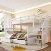 A white bunk bed with stairs and drawers in a child's bedroom. Anteprima dell’immagine prodotto