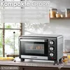 A mini oven is shown on a kitchen counter with dimensions indicated. Podgląd zdjęcia produktu