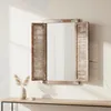 A mirror with shutter-like side panels is mounted on a wall above a console table. A vase with dried grass is on the table. Anteprima dell’immagine prodotto