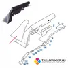An exploded diagram of a cleaning tool with numbered parts and a separate image of the tool. Produktbild-Vorschau
