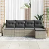 vidaXL Sofa Set 5 Stk. Hellgrau Poly-Rattan Produktbild-Vorschau 3