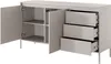 A beige sideboard with open doors and drawers, showcasing its interior shelves and drawer compartments. Produktbild-Vorschau