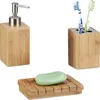 Relaxdays Badaccessoires Bambus, 3-teiliges Badezimmer Set Produktbild-Vorschau 1