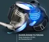 A cutaway view of a vacuum cleaner showing airflow and dust filtration. Produktbild-Vorschau