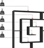 A diagram showing a modern bookshelf with weight capacities indicated by icons and lines. Anteprima dell’immagine prodotto