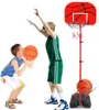 Two children playing basketball with a portable basketball hoop. Podgląd zdjęcia produktu