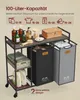 A VASAGLE laundry cart with two compartments, featuring bottles, towels, and a woven basket on the shelves. Produktbild-Vorschau