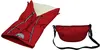 A red winter footmuff and a red fanny pack are displayed against a white background. Produktbild-Vorschau