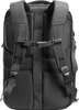 The back of a black backpack is shown. Produktbild-Vorschau