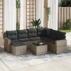 Design 8-tlg. Garten-Sofagarnitur mit Kissen Grau Poly Produktbild-Vorschau 1