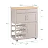 A diagram of a kitchen cart with dimensions labeled. Voir les images du produit