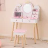 FCH Tavolo da trucco per bambini con sgabello, 4 cassetti, Anteprima dell’immagine prodotto 1