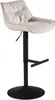 Barhocker Samt Beige höhenverstellbar 86-106cm Metallfuß in Gesamtansicht mit beiger Polsterung und schwarzem Metallfuß.