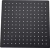 A square shower head with multiple small nozzles against a black background. Produktbild-Vorschau