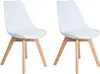 Two white chairs with wooden legs are shown against a white background. Voir les images du produit