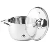 A stainless steel pot with a glass lid, shown from a side angle against a white background. Podgląd zdjęcia produktu