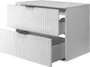A white bathroom vanity cabinet with two drawers, one partially open. Náhled obrázku produktu