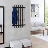 Černý kovový nástěnný věšák 65x100 cm na bundy a oblečení Náhled obrázku produktu 4