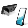 A black phone case with a kickstand is shown from two angles against a white background. Náhled obrázku produktu