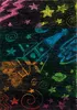 A child's drawing of a rocket ship in space with stars, planets, and nebulae. Voir les images du produit