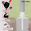 A diagram showing a fence post base being anchored into the ground, with feature callouts. Produktbild-Vorschau